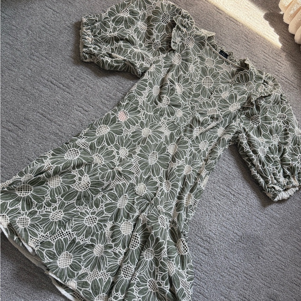 Sandro Green Floral Mini Dress